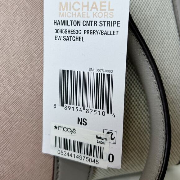 Michael Kors NWT Hamilton Leather Satchel Purse Bag in Pure Gray Ballet Pink - Picture 11 of 13